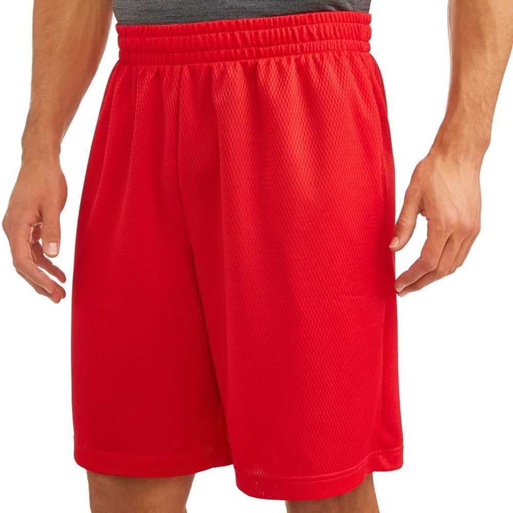 Athletic Works 100% polyester red drawstring shorts size L 36-38